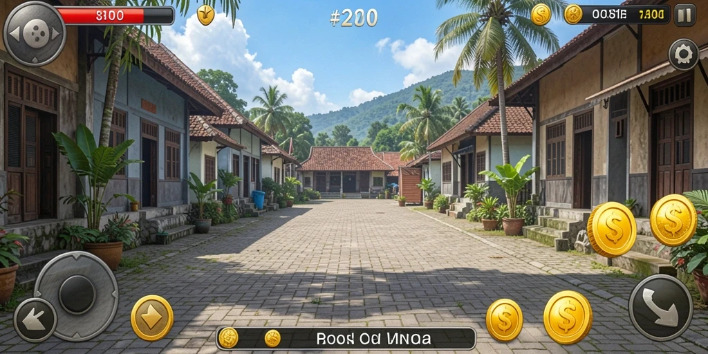 Pemandangan yang indah di setiap level permainan.
